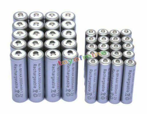 20 AA 3000mAh + 20 AAA 1800mAh Ni-Mh Rechargeable Battery for MP3 RC Toy Grey