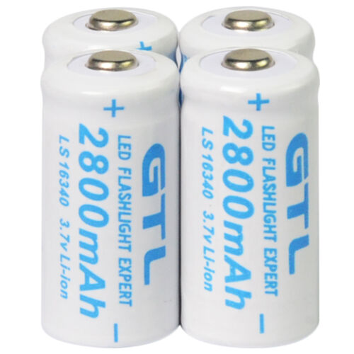 4x 3.7V CR123A 123A CR123 16340 2800mAh GTL Rechargeable Battery For Torch LED