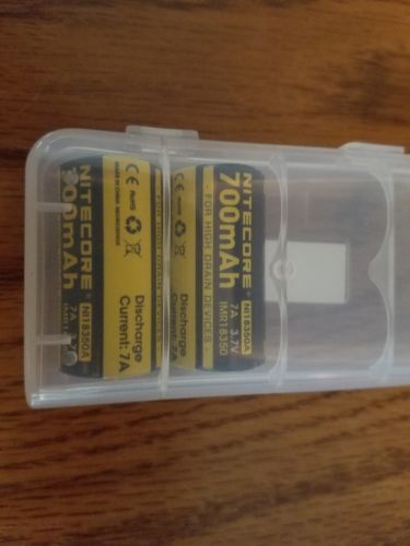 2PCS NiteCore IMR 18350 NI18350A 700mAh 7A 3.7V Rechargeable Batteries + case