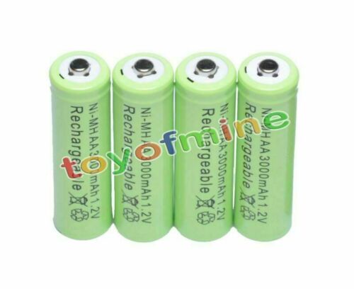 4x AA 3000mAh 2A 1.2 V Ni-MH Rechargeable Battery Cell for MP3 RC Toys Green