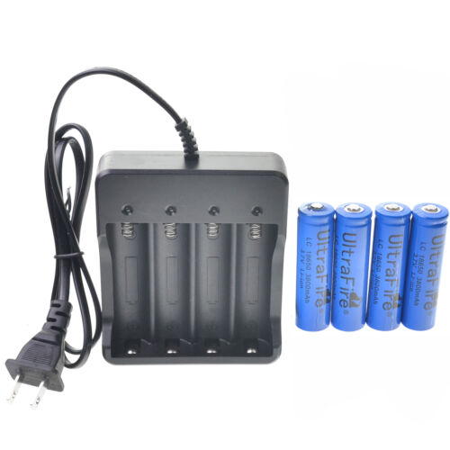 4x18650 3.7V UF Li-ion 3800mAh Rechargeable Battery for LED Torchs + Charger