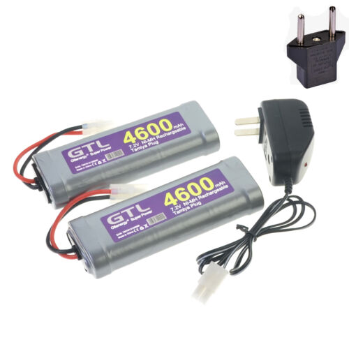 2x GTL 7.2V 4600mAh Ni-MH Rechargeable Battery Pack Gray+Charger