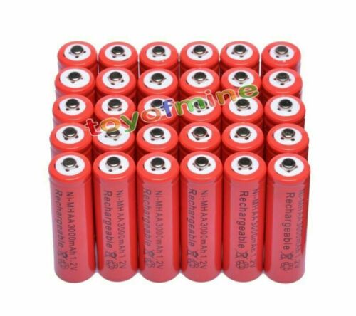 30x AA 2A 3000mAh 1.2 V Ni-MH rechargeable battery for MP3 RC Toys Camera Red