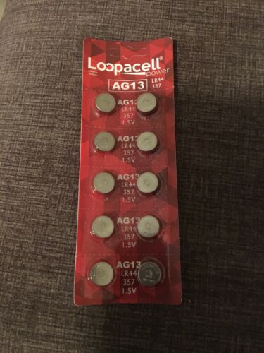 Loopacell Power AG 13, LR44, 357 Button Batteries 10 Pack