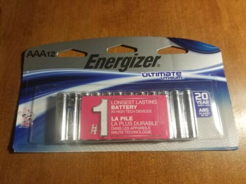 12 Energizer AAA Ultimate Lithium Batteries 2037 Retail Packaging Free Shipping