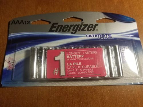 12 Pcs Energizer Ultimate Lithium AAA Batteries in Retail Packing exp 2037