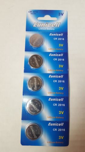 Eunicell 5 Pack CR2016 3V Cell Lithium Batteries