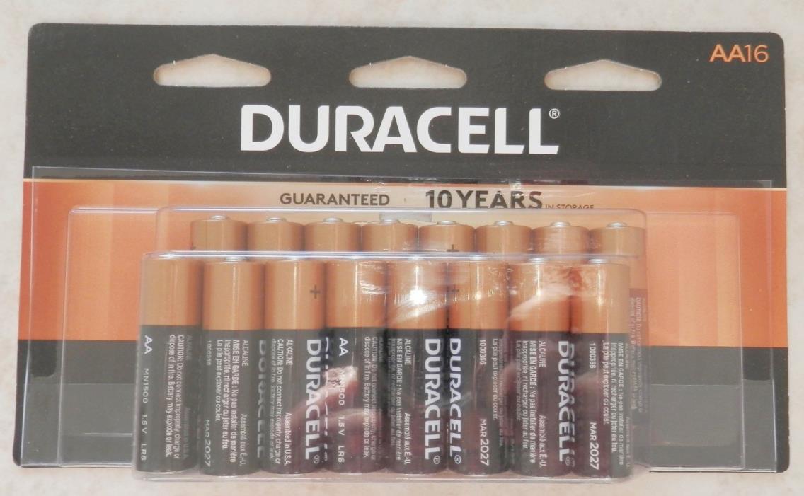16 Duracell AA Alkaline Batteries With 10 Year Storage