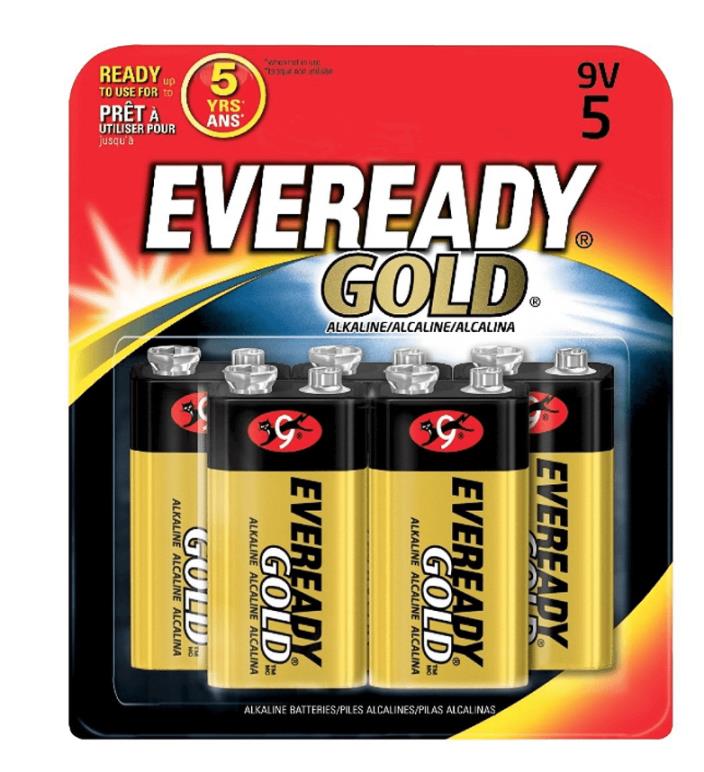 Eveready 9V Gold Alkaline Battery 5 pack EXP 12/2019