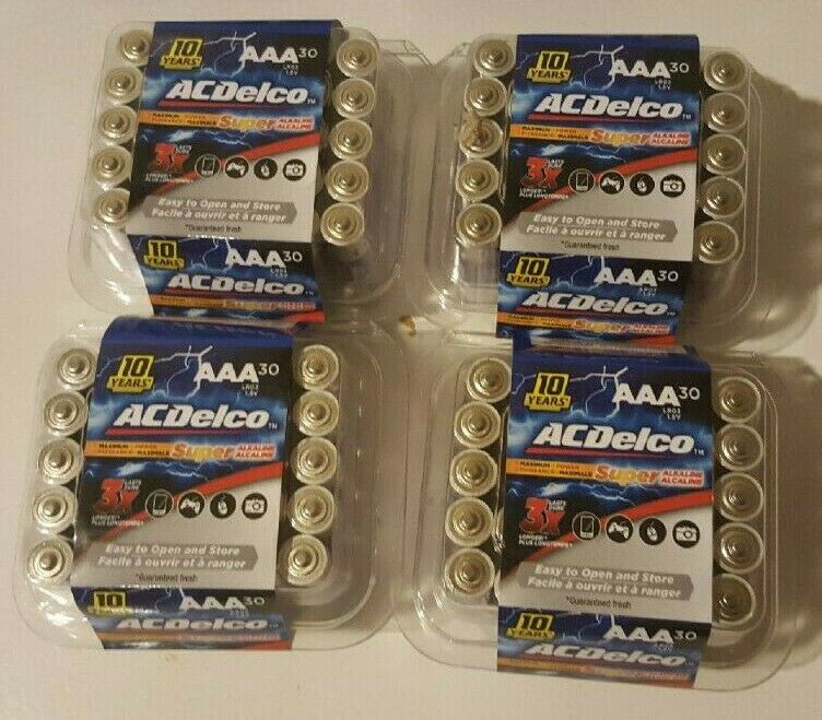 120 AC Delco AAA Super Alkaline Batteries - 2028 Fresh - Priority Mail Shipping