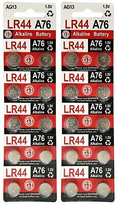 GI LR44 A76 AG13 1.5 Volt Alkaline Button Cell Batteries for Watches Clocks