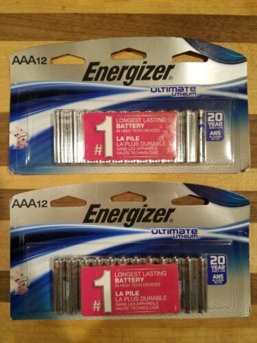 Energizer Ultimate Lithium AAA -Set of (2) 12 ct L92SBP Batteries EX 2037 (24ct)