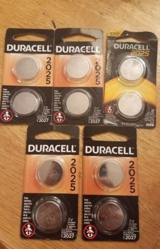 10 x 2025 Duracell Coin Cell Batteries - Lithium 3V - (ECR2025, KECR2025-1, NA)