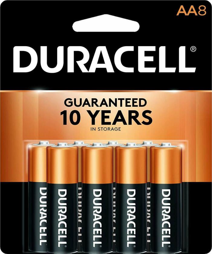 Duracell Coppertop AA Alkaline Batteries 1.5 Volt 8 count Each