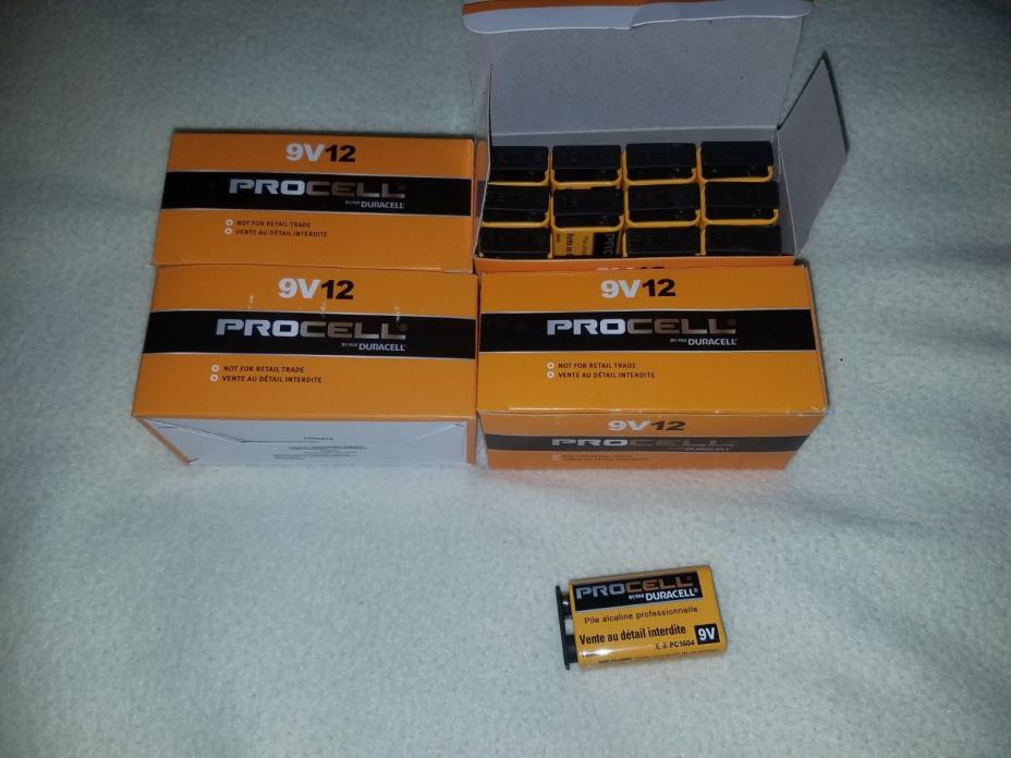 48 New DURACELL PROCELL 9V Professional Alkaline Batteries 9 Volt Expire in 2023