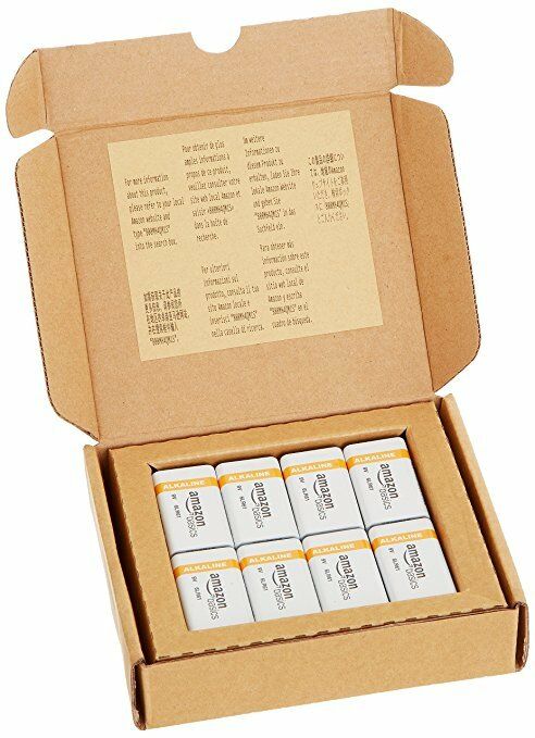 9V Alkaline Batteries Amazon Basics 9 Volt 8 Pack NEW
