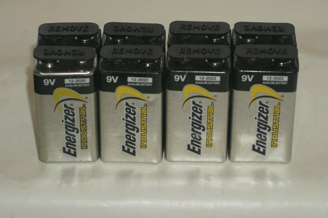 8 PACK Energizer Industrial 9 VOLT Alkaline Batteries 12/ 2020
