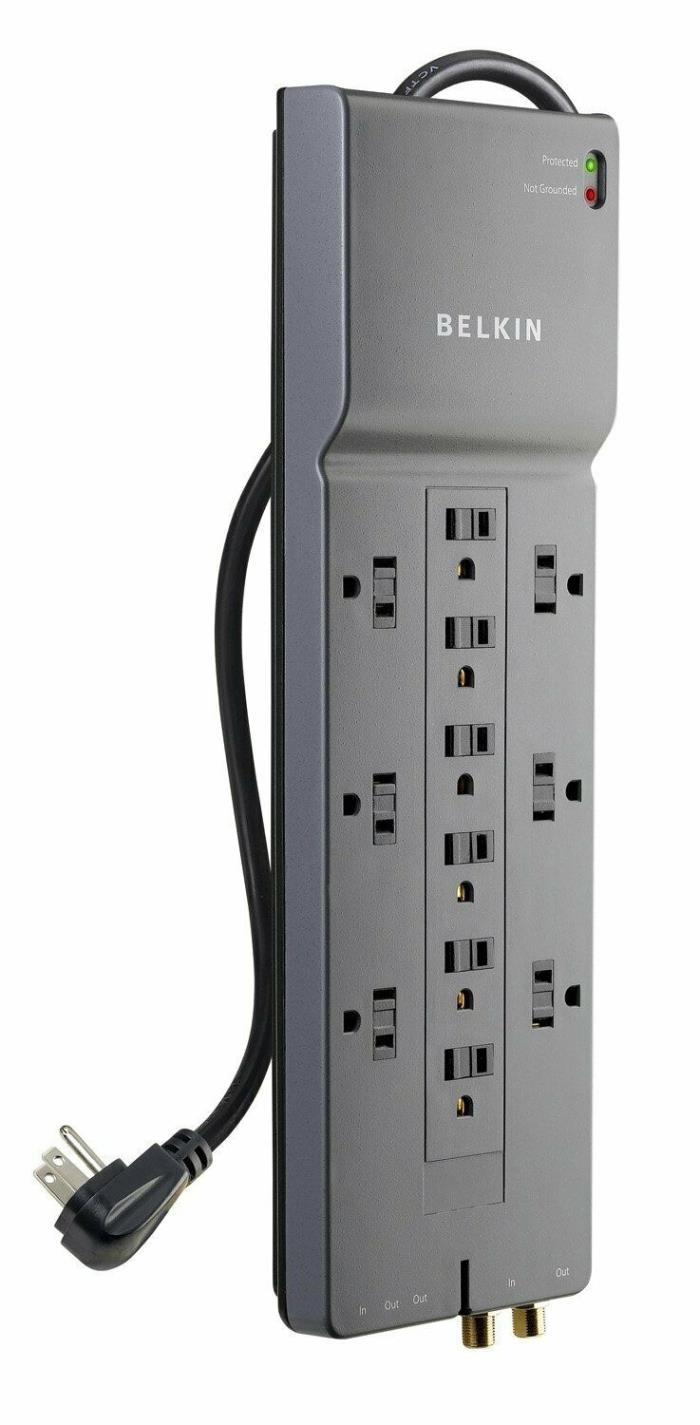 BRAND NEW! Belkin BE112230-08 12-Outlet Power Strip Surge Protector