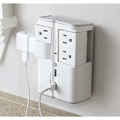 On-Wall Surge Protector With 4 Pivoting AC Outlets & 2 USB Ports Packs 1080 Of