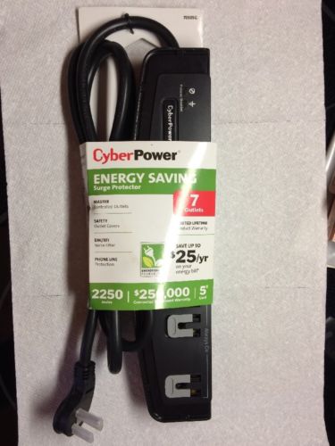 Cyberpower Power Energy Saving Surge Protector 7 Port Plug Outlet Brand New