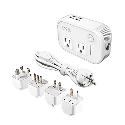 Foval International Travel Adapter Power Step Down 220v to 110v Voltage with USB