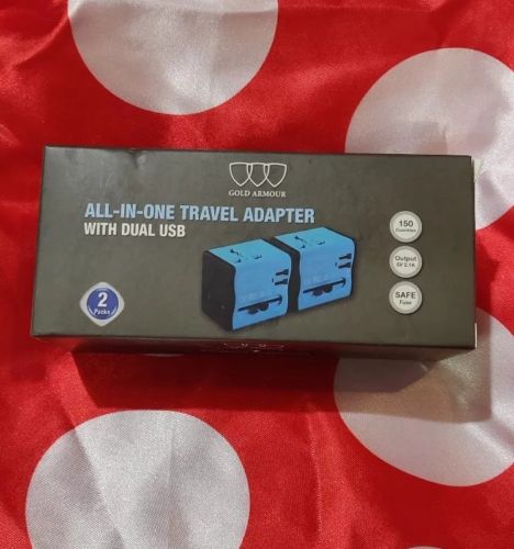 Gold Armour   All-In-One Travel Adapter & Charger With Dual USB (2 Packs)
