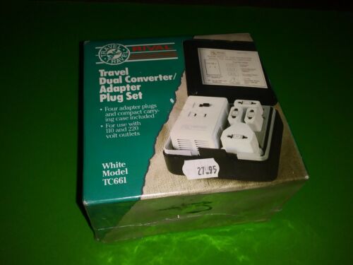 New! Rival Travel Dual Converter/Adapter Plug White Model TC661 with Black Case