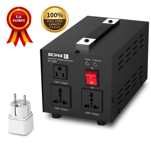 500W Step Up Down Voltage Transformer AC 110 220V Circuit Breaker Protection