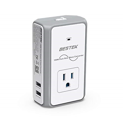 [Pure Sine Wave] BESTEK Travel Adapter Converter Combo, 220V to 110V Voltage USB