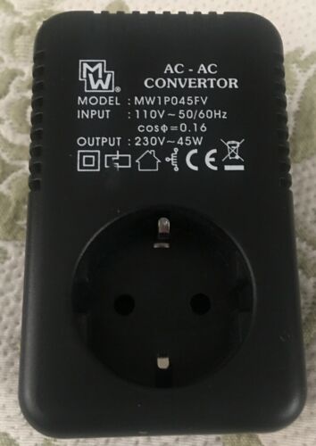STEP UP PLUG-IN VOLTAGE CONVERTER 45W W/Adapter MW1P045FV (110v To 230v)