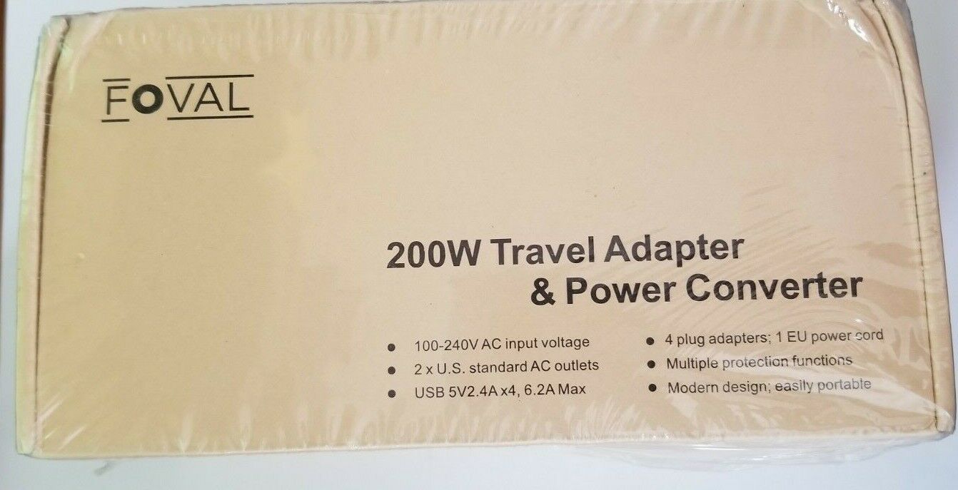 Foval Power Step Down 220V to 110V Voltage Converter with 4-Port USB Travel