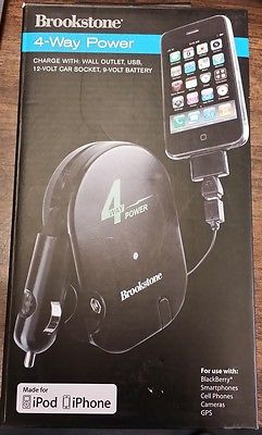 New Brookstone 4-way Power Charger. A wall plug, USB port, Vehicle power 9 volt