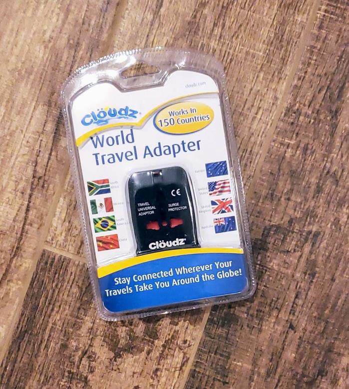 Cloudz World Travel Adapter, 150 Countries, Black, NEW