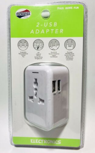 American Tourister Travel Adapter With 2 USB ports and 1 AC outlet