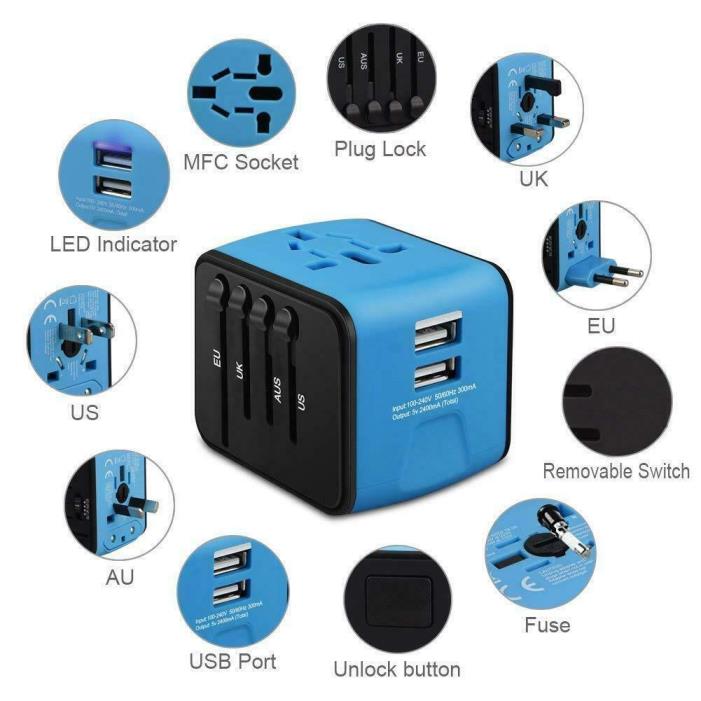 Universal Travel Adapter Converter Charger Plug 2 MULTI USB Port For AU EU US!!*