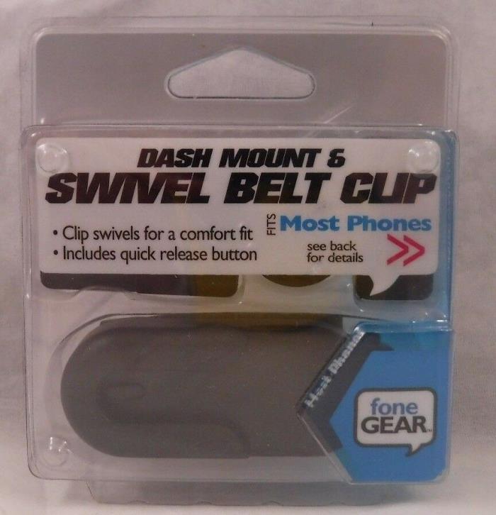 Fone Gear Phone Dash Mount & Swivel Belt Clip Comfort Fit Quick Release Black