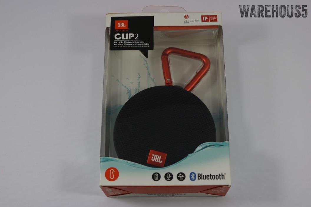 Genuine JBL Clip 2 Waterproof Portable Bluetooth Outdoor Speaker Wireless Black