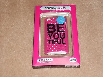 NEW, SWAGSTYLE PINK BE-YOU-TIFUL SNAP CASE FOR IPOD TOUCH 4