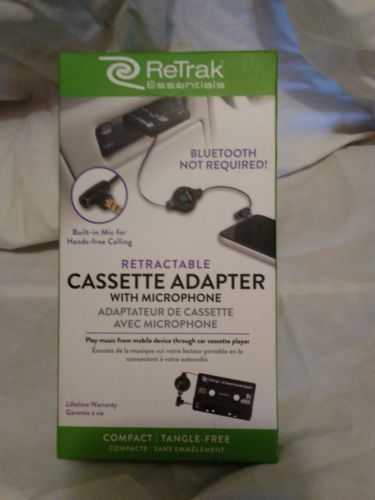ReTrak Car Cassette Player Adapter Hands Free Calling Play Music Retractable NEW