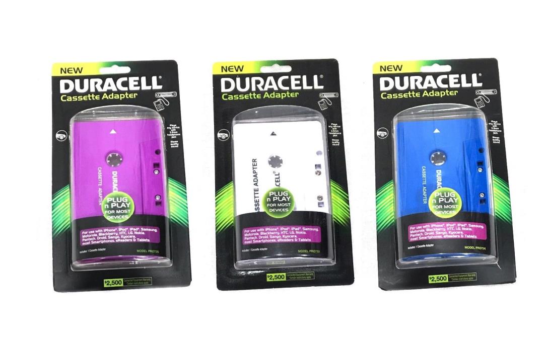 Duracell Cassette Adapter 3.5mm High Hi Performance Car Player Tape Asst Colors