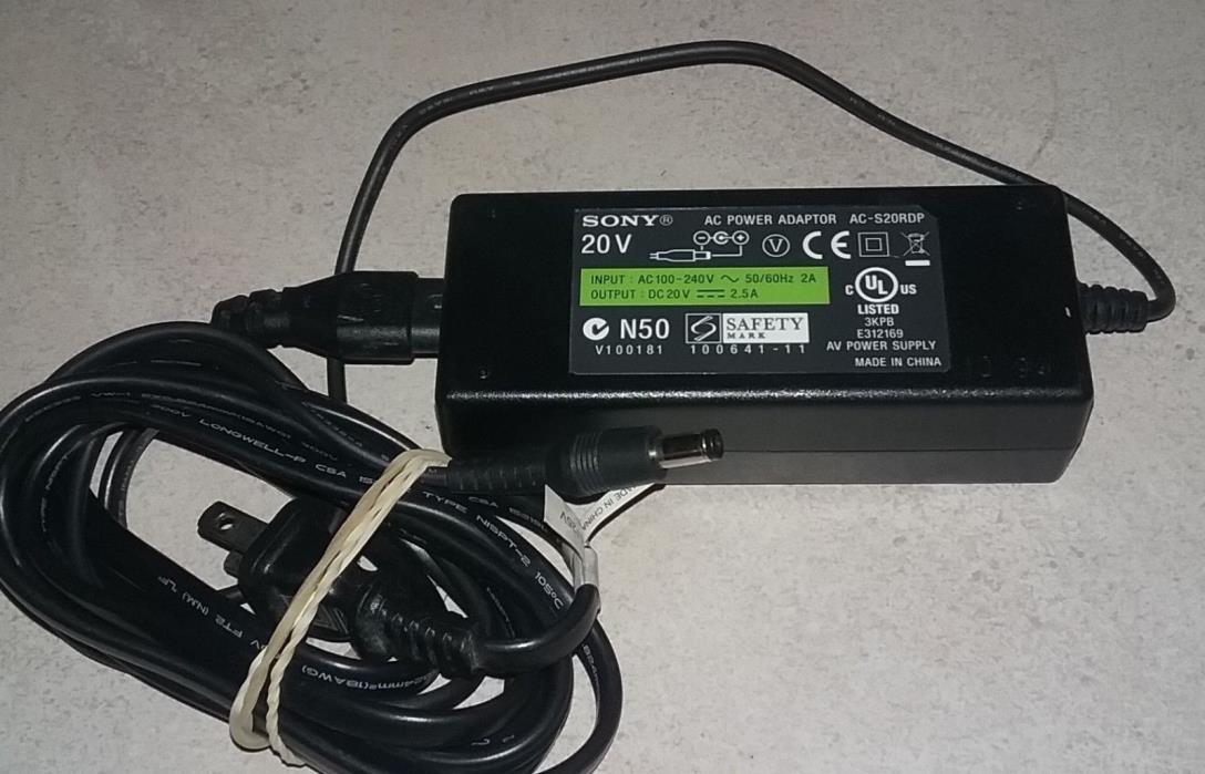 Sony Charger AC Adapter 20V DC Charger Power Supply Cord PSU SONY AC-S20RDP