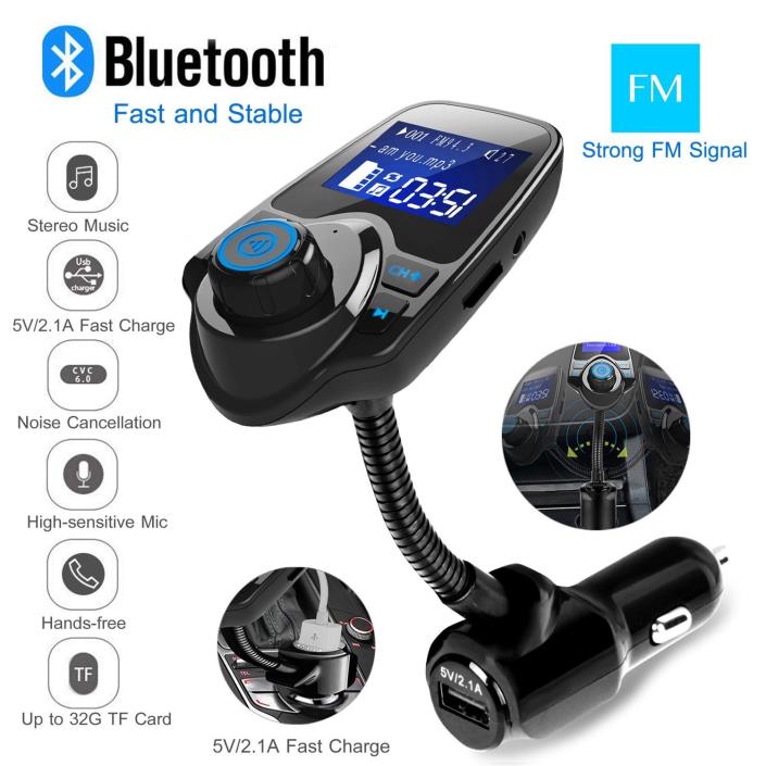 Wireless Bluetooth FM In-Car Transmitter MP3 Radio Adapter Car Fast USB Charger