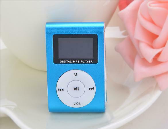 Blue Mini MP3 Player Clip USB FM Radio LCD Screen Support for 32GB Micro T8G4