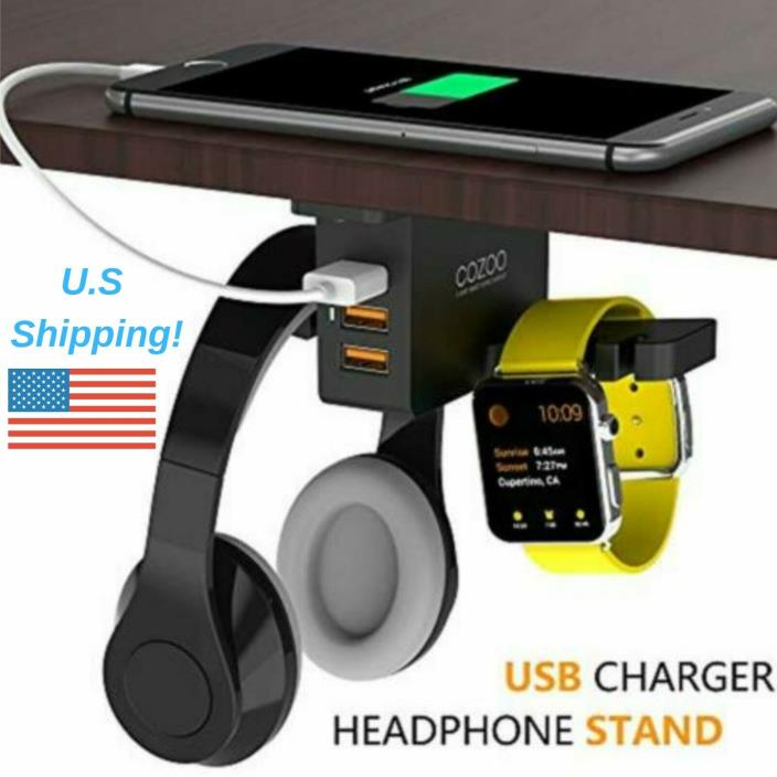 Headphone Stand with USB Charger Desktop Gaming Headset Holder Hanger