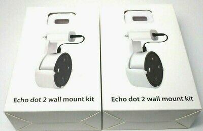 White Outlet Wall Mount Kit for Echo Dot with Short Cable 1 Lot of 2