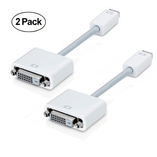 Mini DVI Port To DVI Adapter For Apple Mac Laptop Macbook iMac Display - 2X Pack