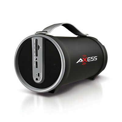 Axess Grey Portable Bluetooth IndoorOutdoor 2.1 HiFi Cylinder Loud Speaker with