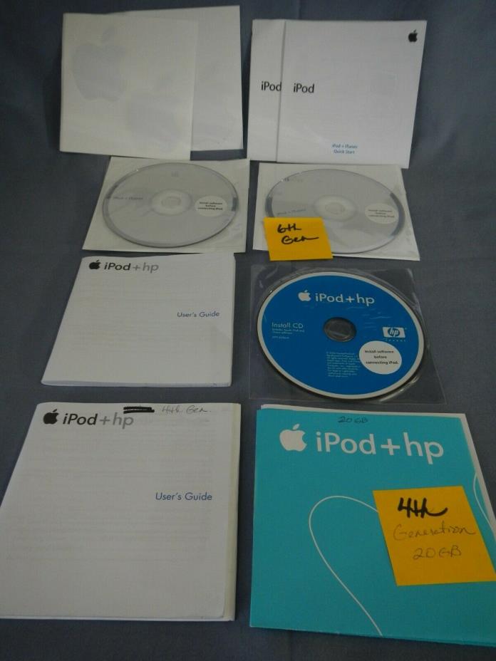 Apple iPod + HP OEM Software & Manuals 4th 6th Generation Lot of 3 CDs, Stickers