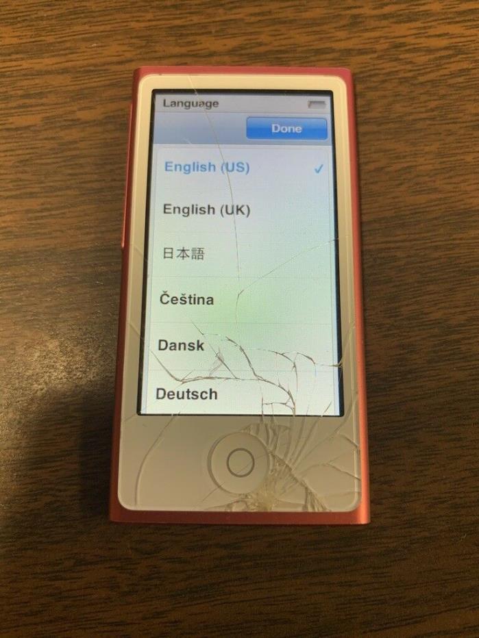 Apple iPod nano 7th Generation Pink (16 GB) Cracked Screen - Works