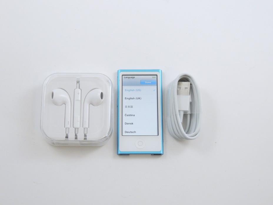 Apple iPod nano 7th Generation Blue (16 GB) New with Extras
